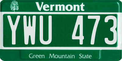 VT license plate YWU473