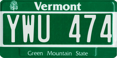 VT license plate YWU474
