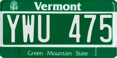 VT license plate YWU475