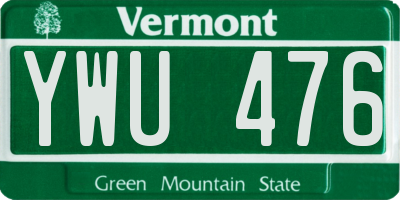 VT license plate YWU476
