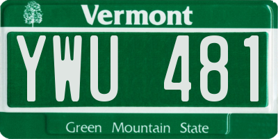 VT license plate YWU481