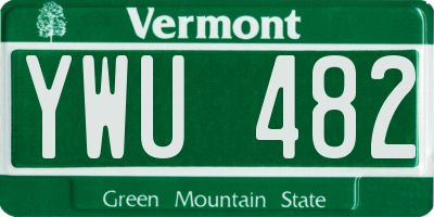VT license plate YWU482