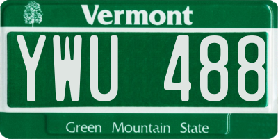 VT license plate YWU488