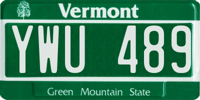 VT license plate YWU489