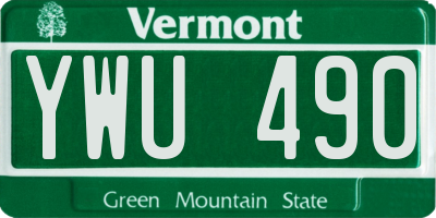 VT license plate YWU490