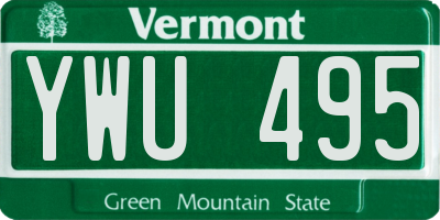 VT license plate YWU495
