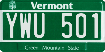 VT license plate YWU501