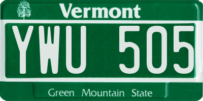 VT license plate YWU505