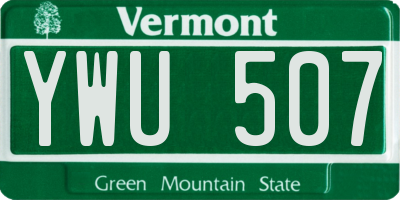 VT license plate YWU507