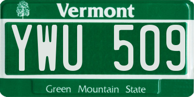 VT license plate YWU509