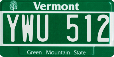 VT license plate YWU512