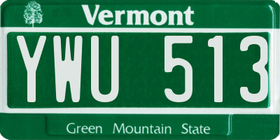 VT license plate YWU513