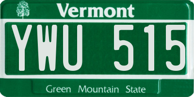 VT license plate YWU515