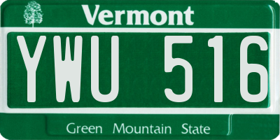VT license plate YWU516