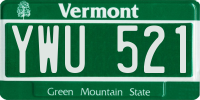 VT license plate YWU521