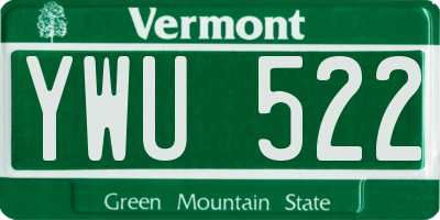 VT license plate YWU522