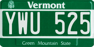 VT license plate YWU525