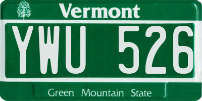 VT license plate YWU526