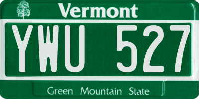 VT license plate YWU527