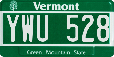 VT license plate YWU528