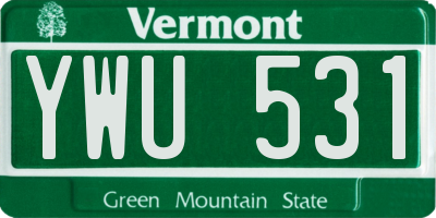VT license plate YWU531