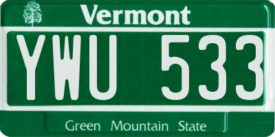 VT license plate YWU533