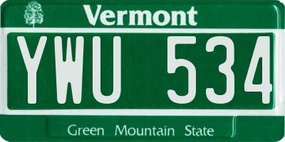 VT license plate YWU534
