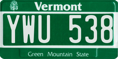 VT license plate YWU538