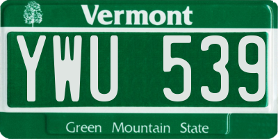 VT license plate YWU539