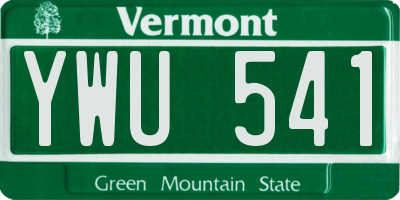 VT license plate YWU541
