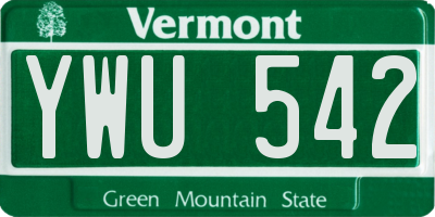 VT license plate YWU542