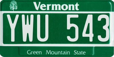 VT license plate YWU543