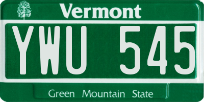 VT license plate YWU545