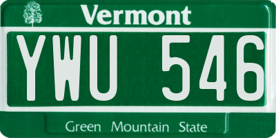 VT license plate YWU546