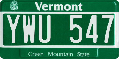 VT license plate YWU547