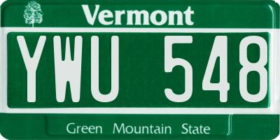 VT license plate YWU548