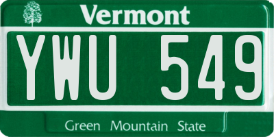 VT license plate YWU549