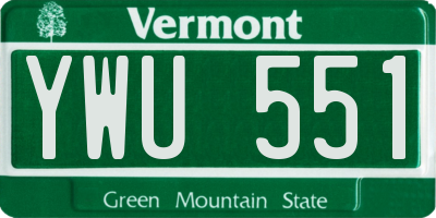 VT license plate YWU551