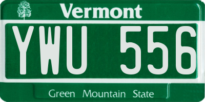 VT license plate YWU556