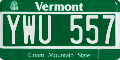 VT license plate YWU557