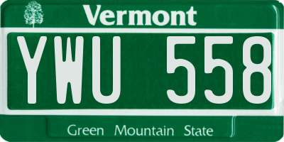 VT license plate YWU558