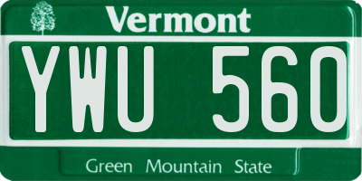 VT license plate YWU560