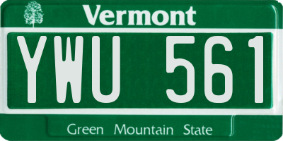 VT license plate YWU561