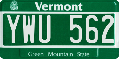VT license plate YWU562