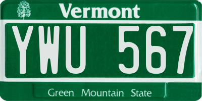 VT license plate YWU567