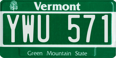 VT license plate YWU571