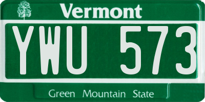 VT license plate YWU573