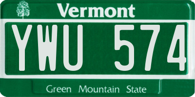 VT license plate YWU574