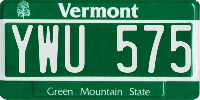 VT license plate YWU575