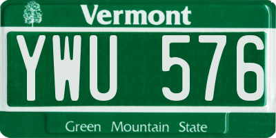 VT license plate YWU576